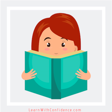 vector, girl with book, visual learner, reading, studying, learning
