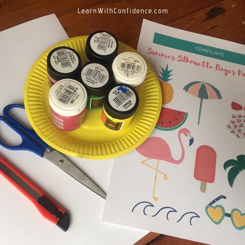 summer, crafts, activities, summer silhouette finger painting