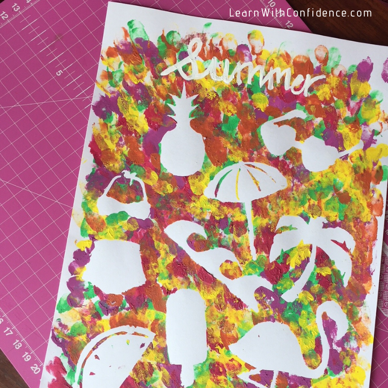 summer, crafts, activities, summer silhouette finger painting