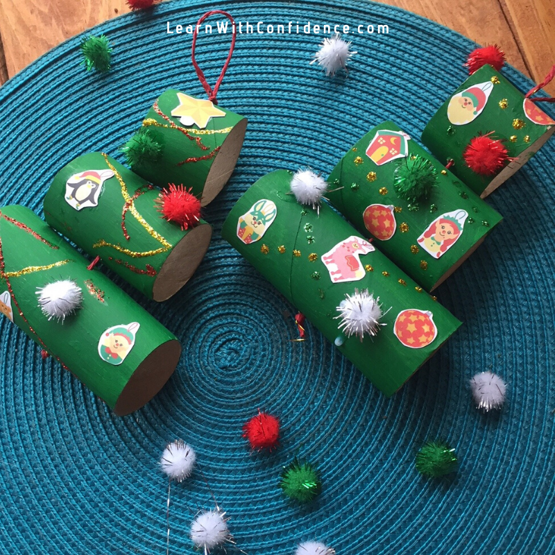 toilet paper roll, christmas trees, template, decorations