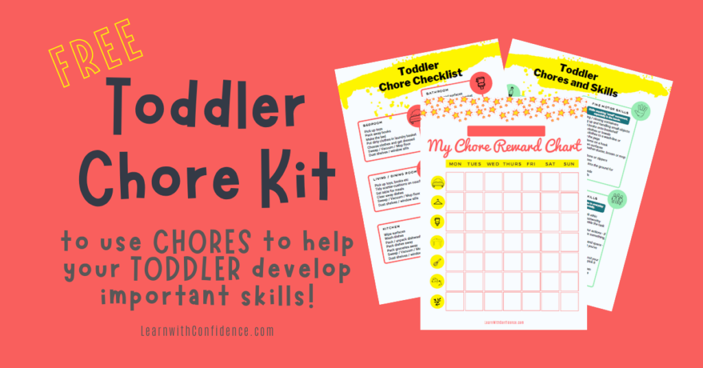 FREE Toddler Chore Kit to use chores to help your toddler develop important skills. 