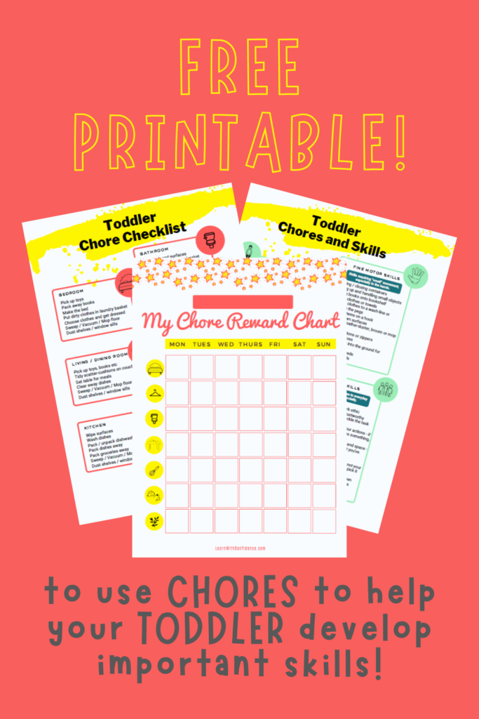 free checklist and chore reward chart, toddler chores and skills, chore reward chart for toddlers
