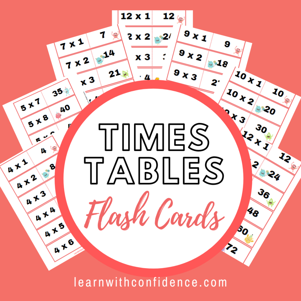 times tables flash cards math resources