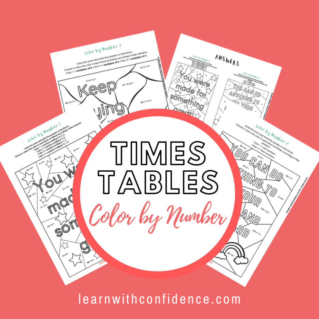 color by number times tables math worksheet