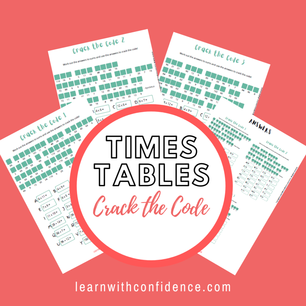 crack the code times tables maths worksheet