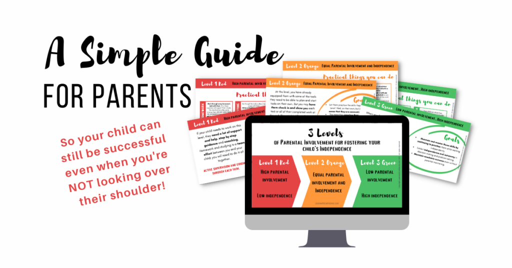 A simple guide for parents. 3 levels of parent involvement to foster independence in your child.