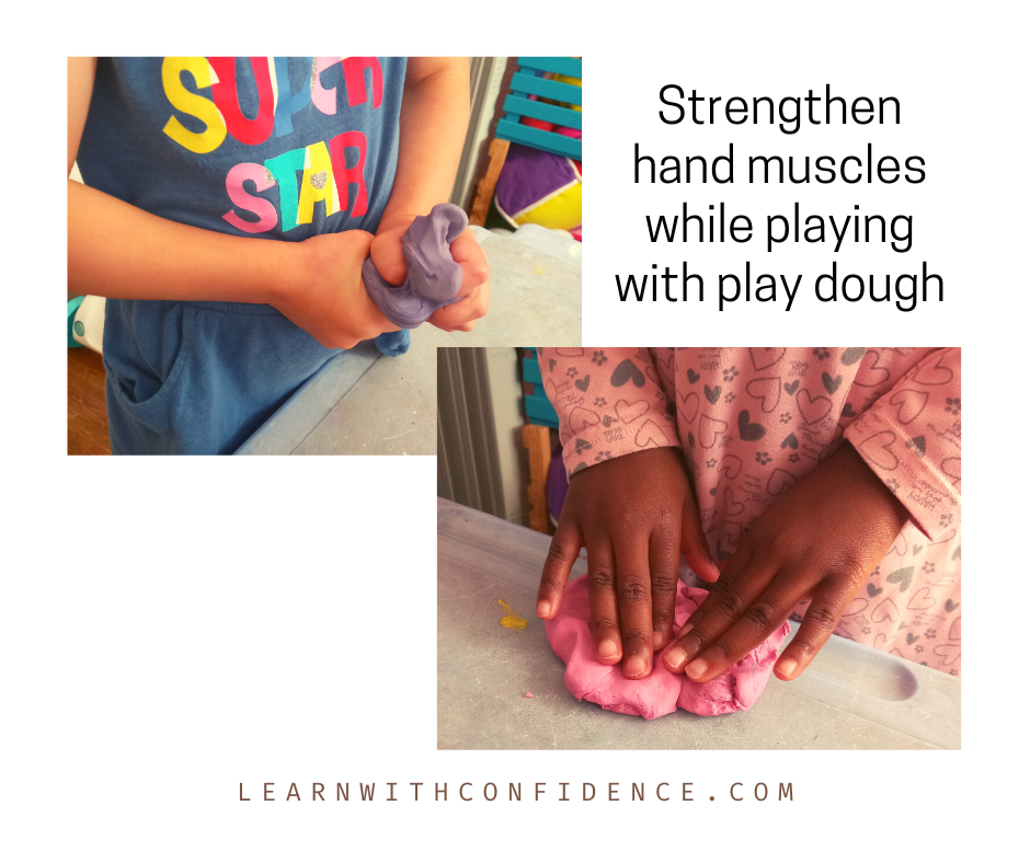 Strengthen hand muscles while playing with play dough. 